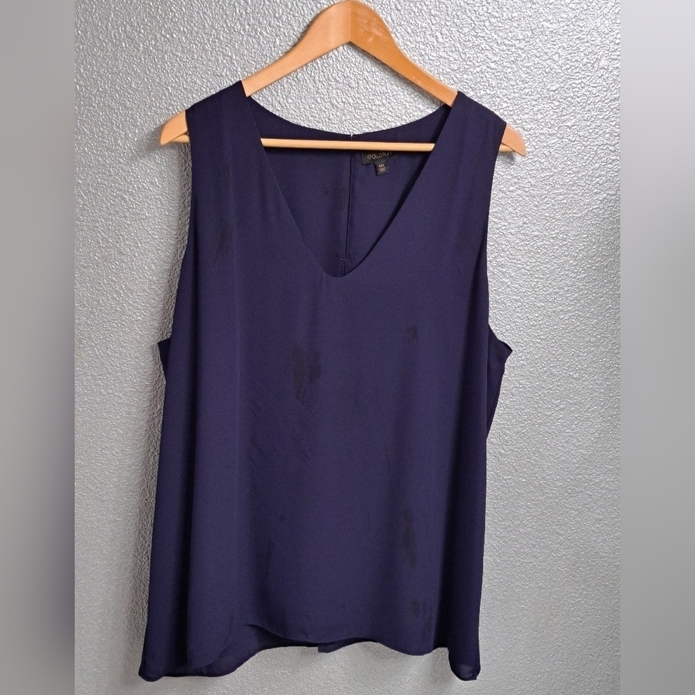 Goldray Navy Blue Sleeveless  Blouse With Open Back Detail   Size XXL